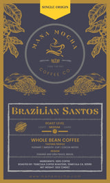 Certification/Grading: Natural  Roast: Medium  Tasting Profile: Elegant, smooth cup with cocoa notes.  Grower: Fazenda Santa Barbara, Sao Francisco, Santo Antonio  Variety: Catuai and Mundo Novo  Region: Parana and Sao Paulo Brazil  Altitude: 750-1050 M  Soil Type: Volcanic Loam  Process: Pulped natural and dried in the Sun